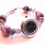 Lampwork Bead, Crystal, and Silver Watch