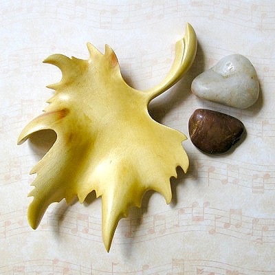Sycamore Leaf Hand-Carved in Boxelder Maple
